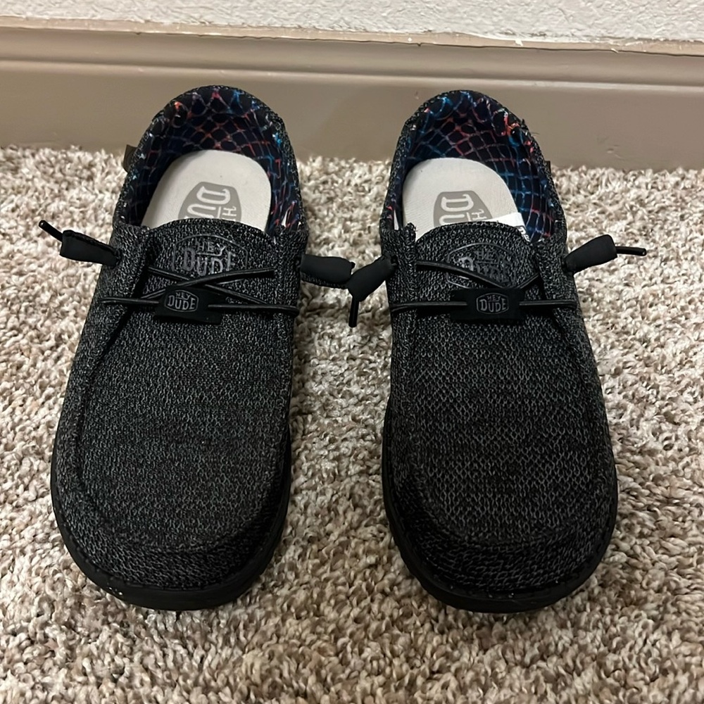 All Black Hey Dudes: Size 7